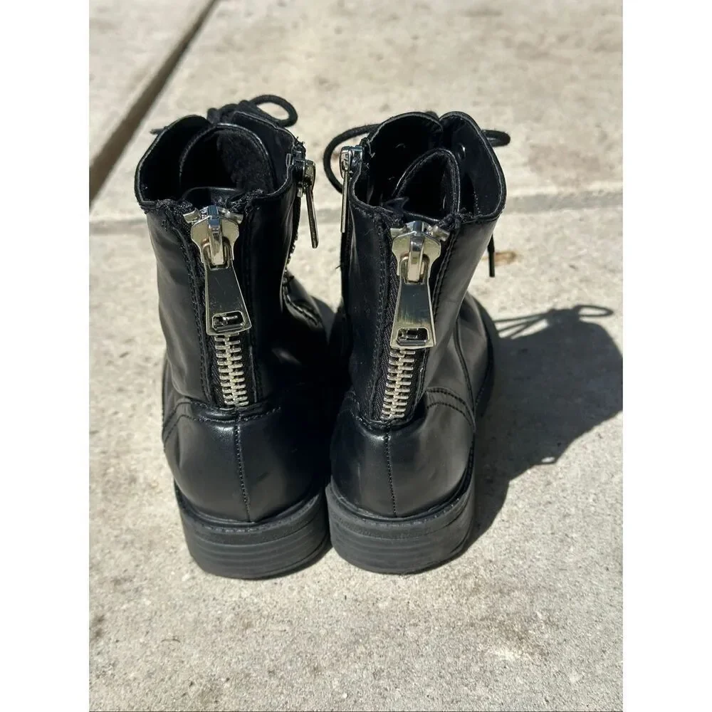 Girls Black Combat Boots Studded Goth Moto Ankle Boots Size 1 Kidpik